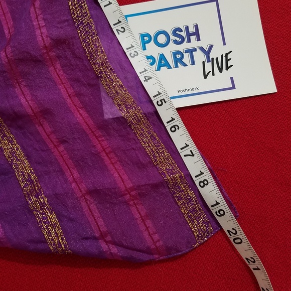 Vibrant purple magenta and metallic gold 19"x79" scarf shawl shoulder wrap - Picture 5 of 6
